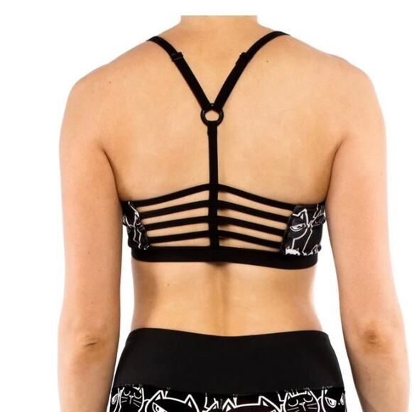 NewBreed Girl | Women's XXL Razor Back Sports Bra Cat Lady Black - Picture 2 of 8